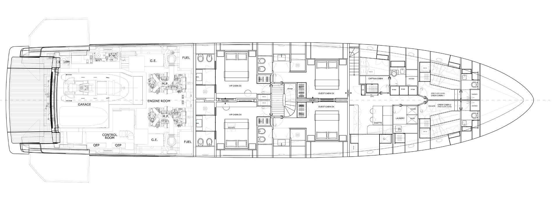 Sanlorenzo Yachts SD118 Cubierta inferior